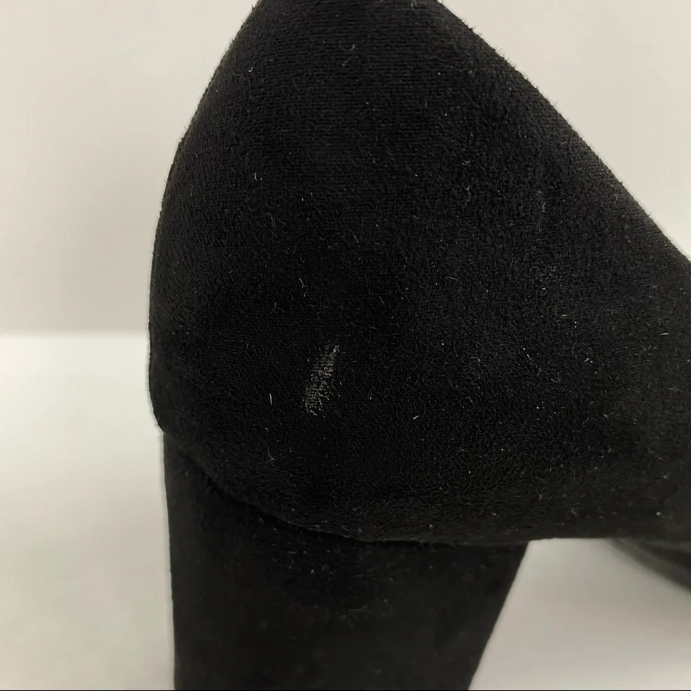 Libby Edelman Jenna size 7.5 Women’s Black Faux Suede Chunky Block Heels